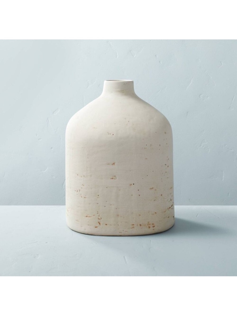 Hearth & Hand 12 Inch Short Distressed Ceramic Natural Cream Vase Bundle w/ Tall